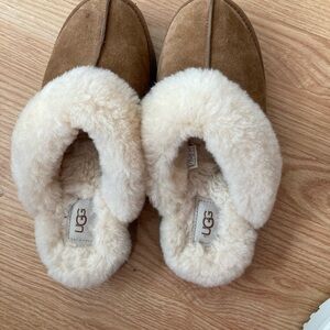 UGG Tan and Cream Shearling Slippers